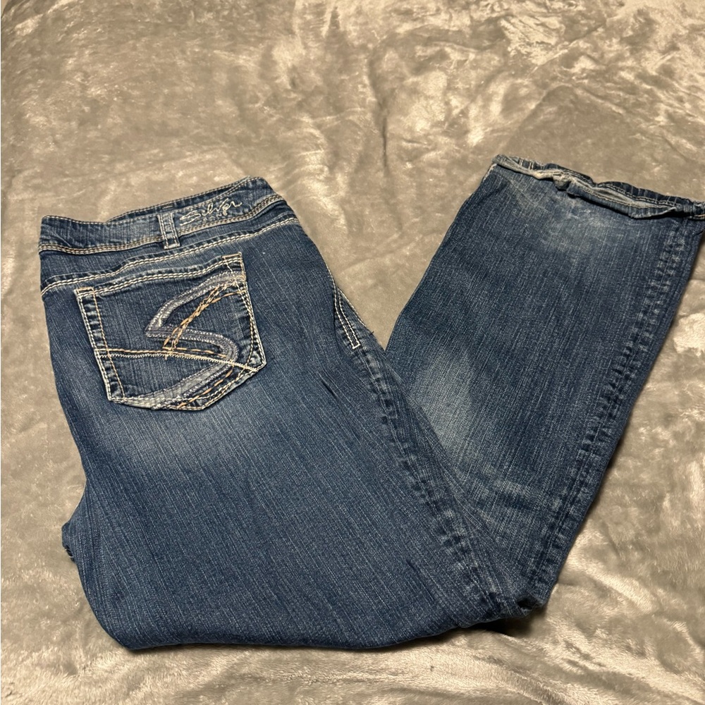 Silver Jeans Blue Suki Bootcut Jeans with Decorative Stitching